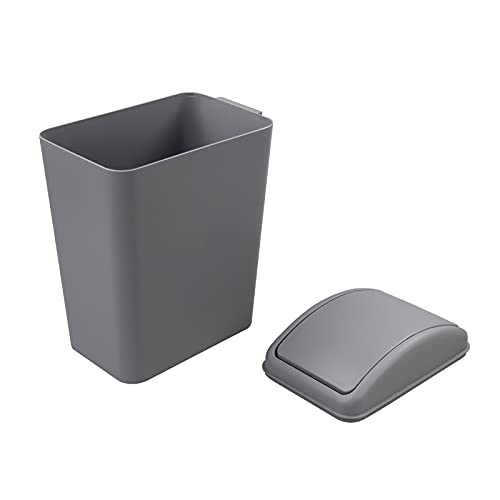 Image of Cand 1 Pack 4 Gallon Kitchen Garbage Can, 16 L Plastic Trash Can with Swing Lid, Grey