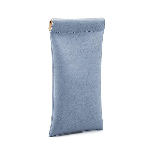 Image of 3 Pack Leather Eyeglasses Cases PU Soft Sunglasses Pouch Squeeze Top Portable Glasses Cases for Men Women