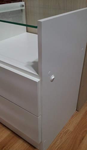 Mesa de cabeceira com Luz de LED Embutido,Tampo De Vidro e 2 Gavetas = 60 x L 35 x P 32cm