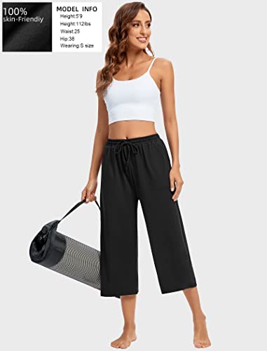 Annenmy Summer Capris Pants For Women,Sports Lounge Pants With Pockets Loose Drawstring Solid For Women Black Xl #TOP1
