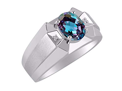 Bague Alexandrite RYLOS : bague classique en argent pour anniversaire - 3