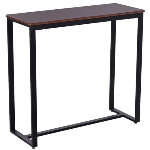 Noorsk Design Mesa Alta Cocina - Mesa Alta Bar 100x40x93 cm. - Mesa Barra Cocina Alta - Estructura Metálica - Color Madera Oscuro