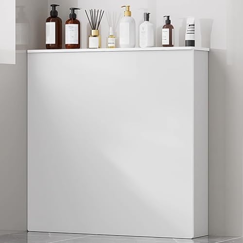Cache-radiateur blanc avec étagère de rangement supérieure pour meuble bas de salle de bain