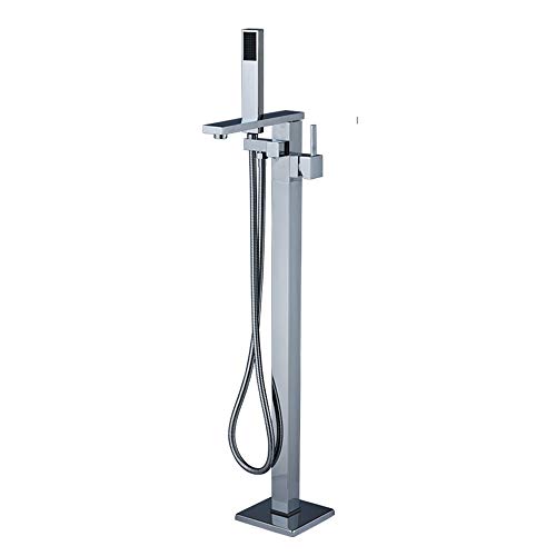 Robinet de baignoire-douche à montage au sol avec jet cascade et poignée unique