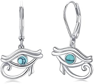 Eye of Horus Earrings 925 Sterling Silver Turquoise Eye of Horus Dangle Drop Earrings Egyptian Jewellery Gifts for Women Girls