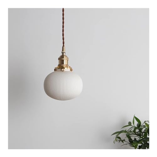 Lustre en céramique blanche plissée E27 pour éclairage de cuisine et salon