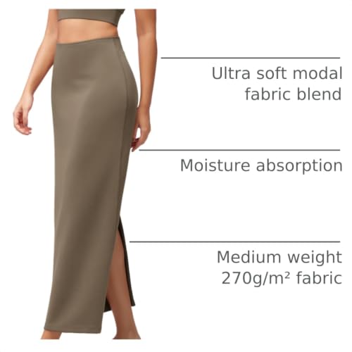 Image of ODODOS Modal Soft Maxi Skirt for Women, Back Slit High Waist Casual Long Pencil Skirts