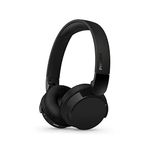 PHILIPS TAH4209BK Leichter ohraufliegender kabelloser Bluetooth-Kopfhörer mit passiver Geräuschisolierung – 55 Stunden Spielzeit, deutliche Anrufe, dynamischer Bass, 2 Stunden USB-C-Laden – Schwarz