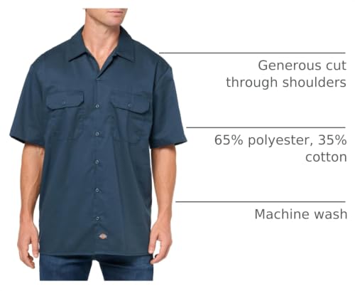 Image of Dickies Men's Short Sleeve Work Shirt - Durable Twill Button Down Shirts for Men, Lightweight Uniform for Daily Wear