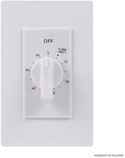 UltraPro 60-Minute Countdown in-Wall Timer, Mechanical Switch, Spring Wound, No Neutral Wire Needed, Single-Pole, Ideal for Lights, Exhaust Fans, Heaters, Pumps, 41081, White