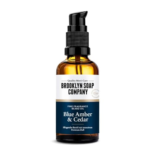Brooklyn Soap Company, Bartöl 50 ml Blue Amber & Cedar - Pflegendes Bart Öl für Herren - Für die tägliche Bartpflege - Beard Oil in Reisegröße, ideal als Geschenk für Männer Brooklyn Soap Company, Bartöl 50 ml Blue Amber & Cedar - Pflegendes Bart Öl für Herren - Für die tägliche Bartpflege - Beard Oil in Reisegröße, ideal als Geschenk für Männer