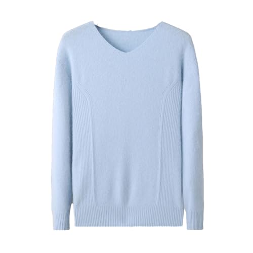 Dcvmvmn Men's Autumn/Winter Cashmere Sweater V-Neck Pullover Knitted Plus Size Sweater Long Sleeve Pullover Sky Blue
