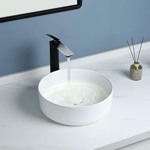 Image of Luxart Table Top Ceramic Wash Basin Countertop Designer Vessel Sink Bathroom Washbasin over Counter for Hotel Home Living Room Glossy Finish (NEXA)