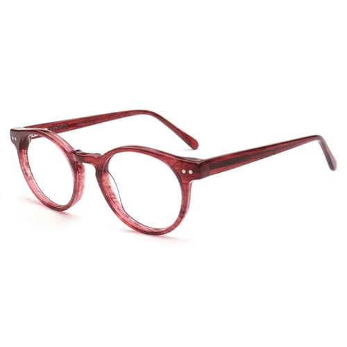 Montures de lunettes rondes pour hommes et femmes lunettes de vue bordeaux vin c4