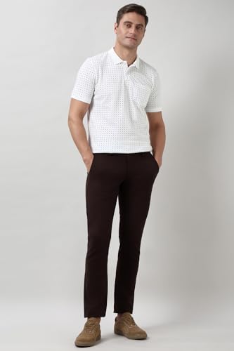 Image of Peter England Men's Cotton-Polyester Micro Matrix Polo Shirt - Casual Wear | Minimal & Modern