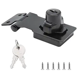 Unlorspy 2.5 Inch Keyed Hasp Locks, Twist Knob Keyed Locking Hasp, Stainless Steel Hasp Latches, Hasp Lock Catch Latch with Keys & Screws for Cabinet Small Door (2.5Inch,Black degree