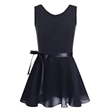 iiniim Vestido de Danza Maillot Ballet Niña Baile Tutú Princesa Leotardo Algodón Gimnasia Clásico sin Mangas con Falda Gasa Elegante Dancewear para Actuación Chica Muchacha Negro 7-8 años