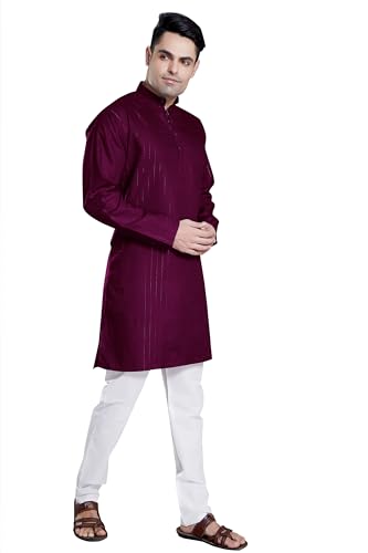 Image of DIVISIVE Men's Self Zari Line Cotton Blend Slim Fit Kurta Pyjama Set