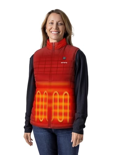 ORORO Womens Upgraded 5-Zone Heated Vest with USB-C Rechargeable Battery Lightweight Heated Puffer Vest (Maroon S)