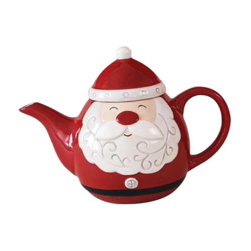Teiera di Babbo Natale in porcellana da caffè, capacità 580 ml, design a globo rosso, per decorazioni natalizie da tavola, forniture da cucina