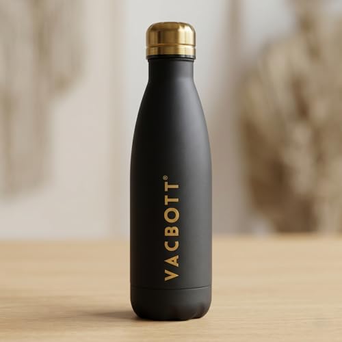 Image of Clay Craft Vacbott Vaccum Bottle, Stark Insulated Double Walled 24 Hours Hot and Cold Water Bottle, Black Gold - 1 Piece - 500 ml Steel Water Bottles for School, Office, Water Bottle for Leakproof