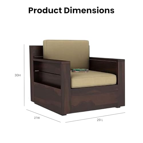 Image of Solid Sheesham Wood 5 Seater Sofa Set | Wooden 3+1+1 Seater Sofa Furniture for Living Room Hall Hotel Office (Walnut Finish)