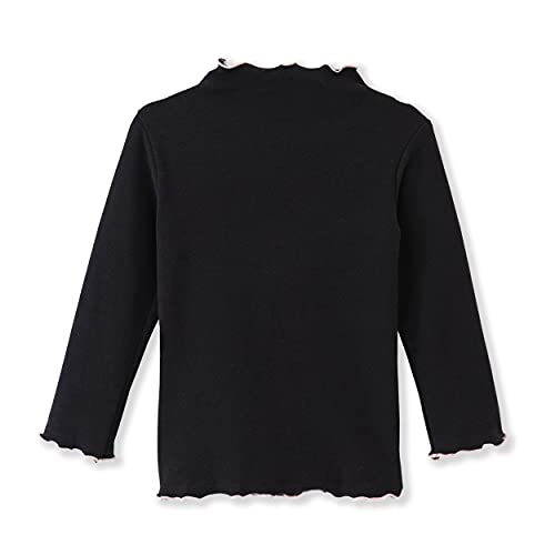 Image of Toddler Girls Long Sleeve Cotton Tee Shirts Ruffle Lace Mock Turtleneck Basic Blouse Outfit Tops