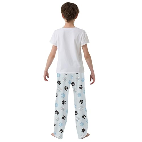 Boys' Pants Pet Paw Cat Dog Footprint Blue Long Bottoms Jogger Pants Elastic Waist Trousers with Pockets S-XL3