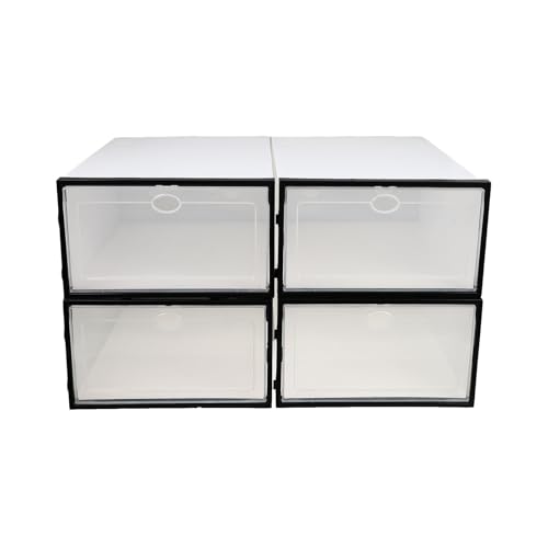 Toyvian Cajas de Almacenamiento para Zapatos de Hombre 4 Unidades de Plástico Resistente Tapa Apilable para Guardar Calzado Hogar