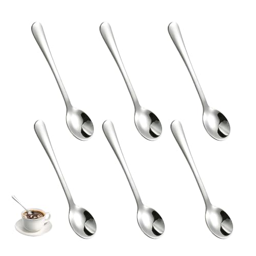 6 Stück Espressolöffel,Kleine Löffel,Teelöffel,Kaffeelöffel 9cm,Mini Löffel Edelstahl für Gewürzgläser,Gewürzlöffel,Esslöffel Spoon...