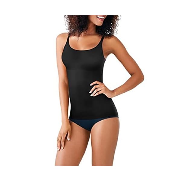 Maidenform-Womens-Cover-Your-Bases-SmoothTec-Shapewear-Camisole-DM0038 Maidenform womens Cover Your Bases Smoothtec Camisole Dm0038 Shapewear Top, Black, Medium US