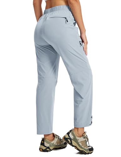 MoFiz Hiking Pants Womens Lightweight Waterproof Quick Dry Hiking Cargo Pants Travel Outdoor Work Trip Casual Joggers with Zipper Pockets Gray 2XL