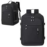 Treer Handgepäck Rucksack 40x20x30cm, Rucksack Handgepäck Flugzeug Leicht Reiserucksack Tasche Damen Herren Travel Backpack für Weekender, Kurze Tirp, Reise und Business (Schwarz,24L)