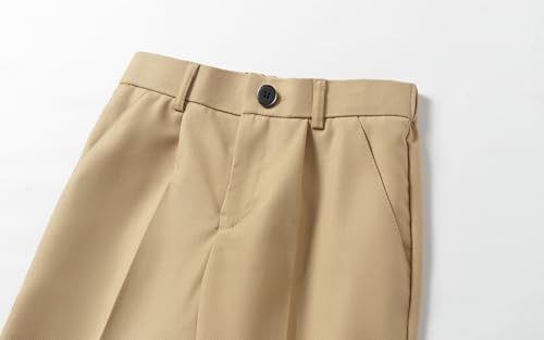 Image of Boys Dress Pants Solid Adjustable Waist Straight Slim Fit Flat Front Uniform Pants 5T-16Y