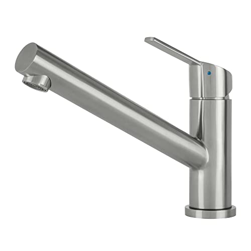 Mizzo Petito Grifo de Cocina - Canilla de Fregadero Acero Inoxidable Cepillado - Giratorio de 360 grados - Caño Pivotante - 5 años de garantía griferías - satisfecho o reembolsado Cover