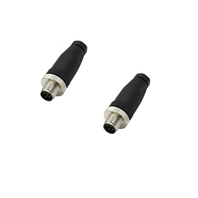 10Pcs M12 5 Pin Male Connector, Straight Field Assembly Wireable Adapter 12mm A Code Industrial Circular Connector IP67 Waterproof Sensor for PG7 Cable Unshiled 60V 4A AC/DC for Electric Bicycles
