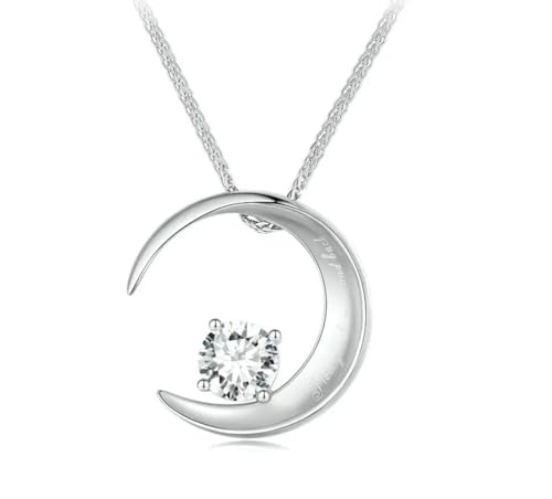 Collier lune en argent 925, pendentif croissant minimaliste pour femme