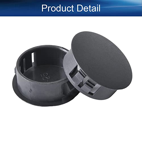 Image of Heyiarbeit 100pcs Hole Plugs 1 inch / 25mm Nylon Plastic Round Snap in Type Locking Hole Tube Furniture Fencing Post Pipe Insert End Caps Black Tone