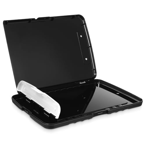 ERINGOGO ファイルボックス 製収納ボックス 薄型軽量 大容量クリップボード 整理用書類ケース 多機能トレー付き オフィス 看護師 教師向け