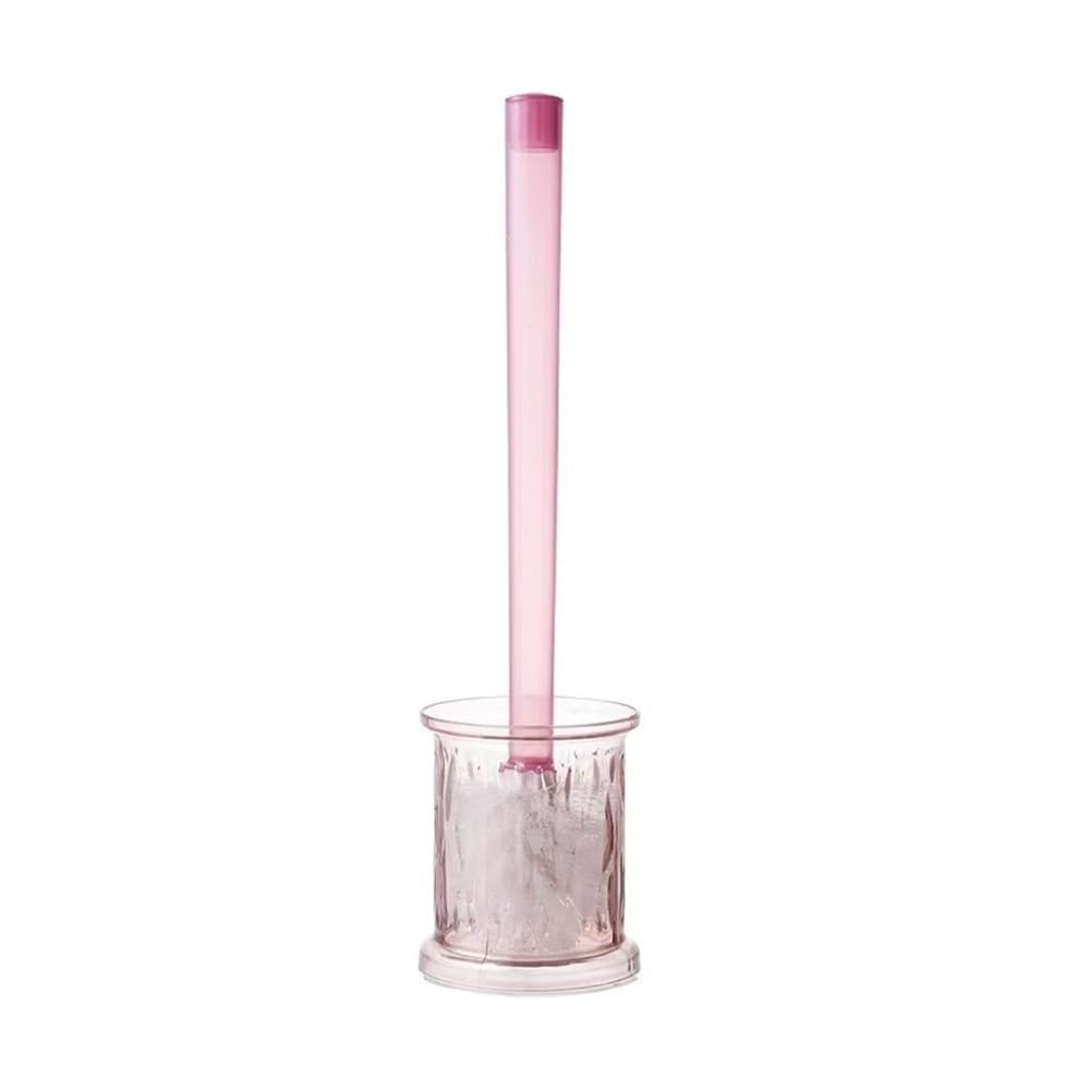 Toilet Brush Transparent Base Toilet Brush Long Handle Household Toilet Cleaning Floor Set(Pink)