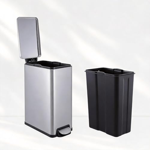 Caneca de basura de acero inoxidable 12 galones con tapa suave