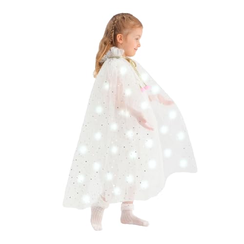 Capa de princesa con luces LED para niñas, tul 2 capas miniatura 4