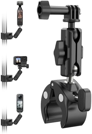TELESIN Camera Clamp Mount Handlebar, Dual 360 Ball Head Gripper Go pro Bike Mounts Motorcycle Accessories for DJI Osmo Pocket 4 3/ DJI Action 6/Action 5 Pro/Osmo Nano/Hero 13 12 11 10 9/Insta360 X5 — view 8