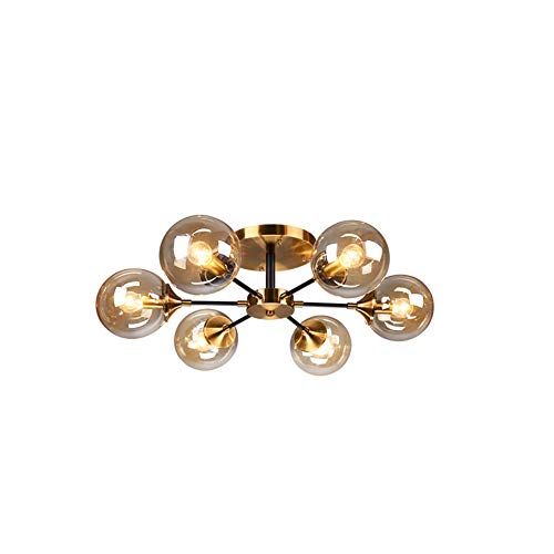 Lustre Spoutnik suspension moléculaire noir 10 têtes verre fumé plafonnier salon YRYRYW