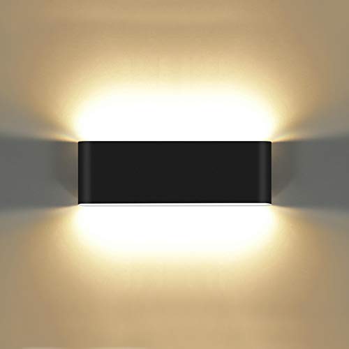 Phenas 20W Modern Wall Sconce LED Wall Light Up Down Waterproof IP65 Aluminum Wall Lamp LED Indoor Outdoor for Bedroom Living Room Bathroom Lounge Porch Corridor Stairs, Black 3000K
