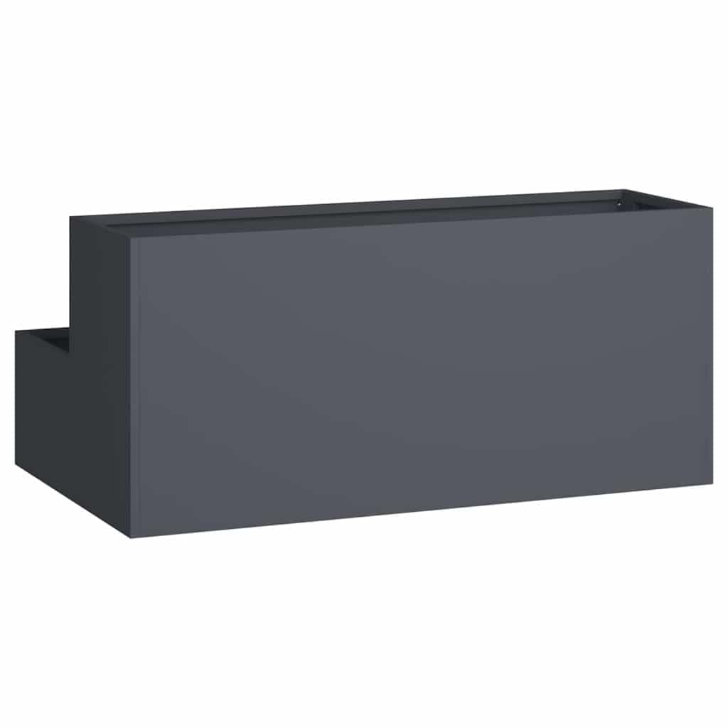 vidaXL Garten-Pflanzgefäß Anthrazit 100 x 60 x 45 cm, Garten und Terrasse, robuster Metallpflanztopf, für draußen, moderner Behälter für Deko, Blumenarrangement