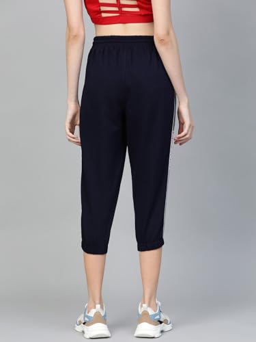 Image of Hubberholme Women's Cotton Blend Regular Fit Side Tape Capri Track Pants