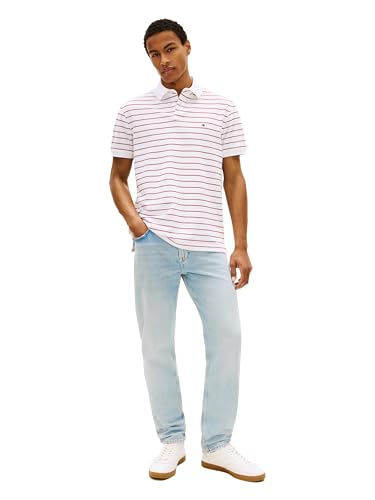 Image of Tommy Hilfiger Men's Short Sleeve Polo Shirts in Classic Fit with Stretch and Organic Pique Cotton