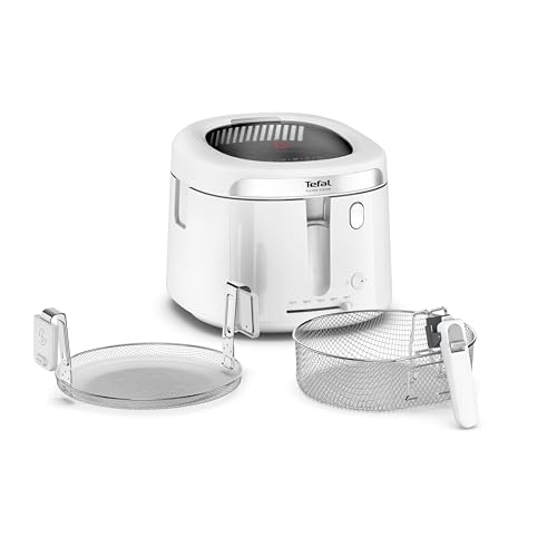 Tefal Filtra Vision Fritteuse 1-kg-Fassungsvermögen extragroßes Sichtfenster modernes Design einklappbarer Griff herausnehmbare Teile Timer Temperatursteuerung Weiß FF2541E0