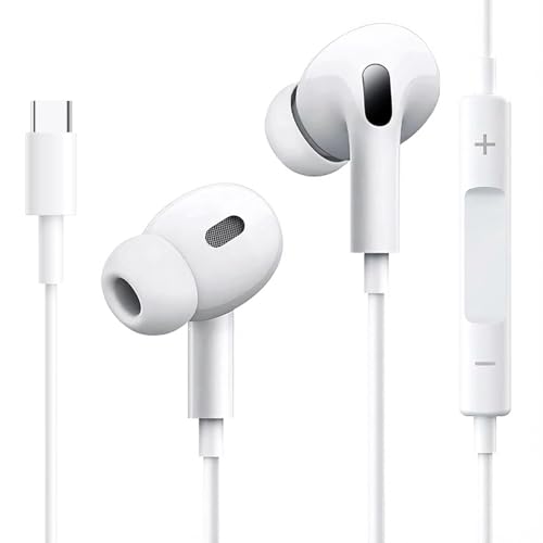 USB C Headphones for iPhone 17 16 15 Type C Earphones for iPad Pro Air Mini iPad 10th USB C Wired Earbuds (Built-in Microphone & Volume Control) Compatible with iPhone 17 16 Galaxy S20 S21 S22 S23